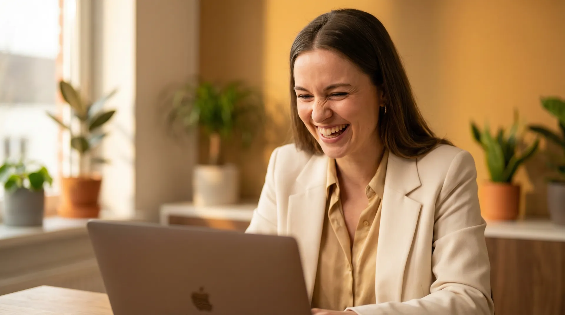 Candidate enjoying an AI-powered video interview on happierhire